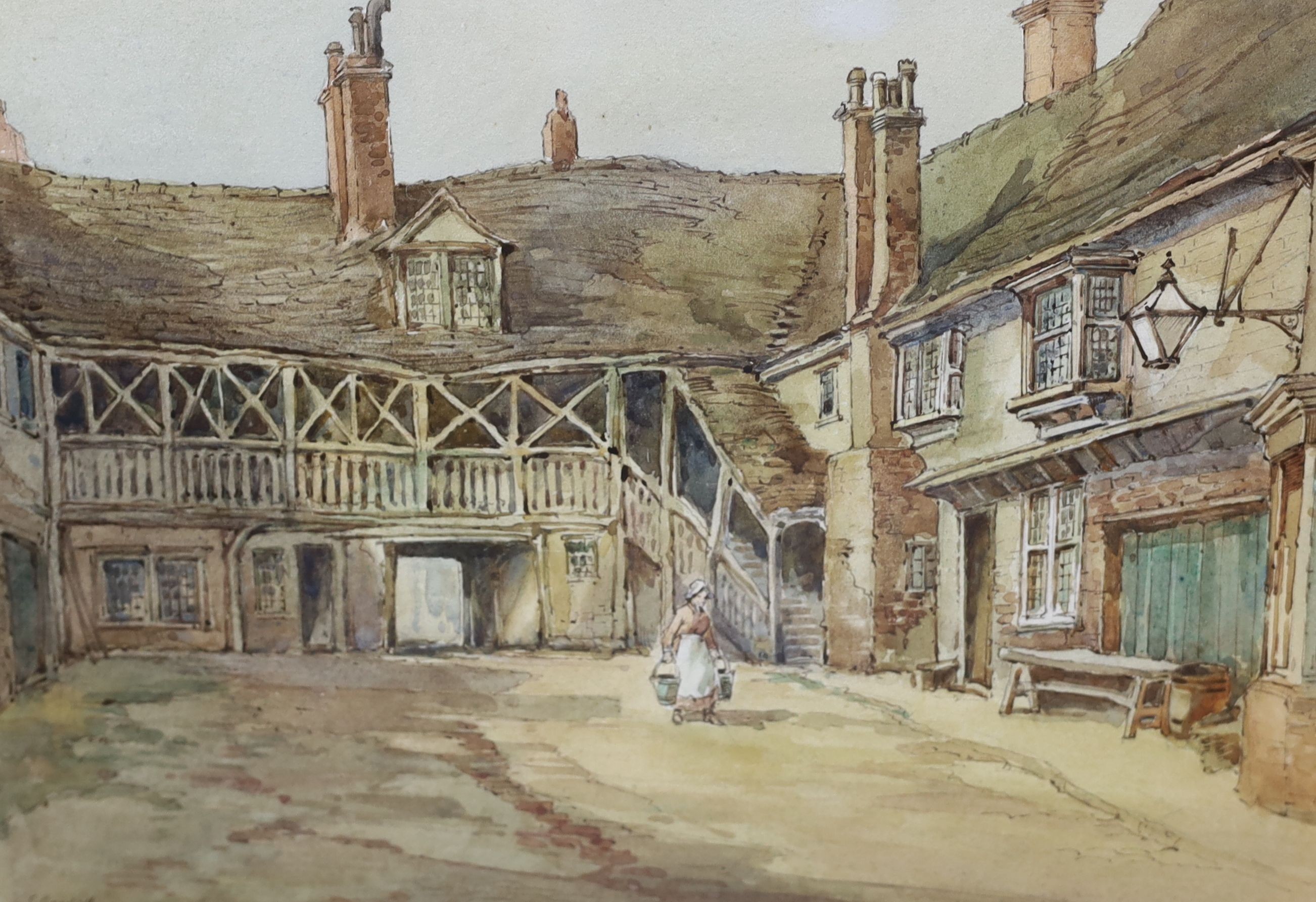 George Goodall - two watercolours, The George Inn, Huntingdon and The Mermaid Inn, Rye, signed, 21 x 30cm